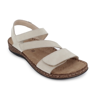 Sandalia tiras triple velcro comoda y plana mujer plateada 2