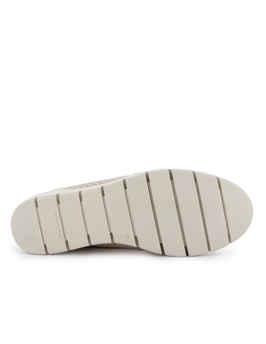 Deportivas piel troquelada con cordones elasticos y cremallera mujer beige