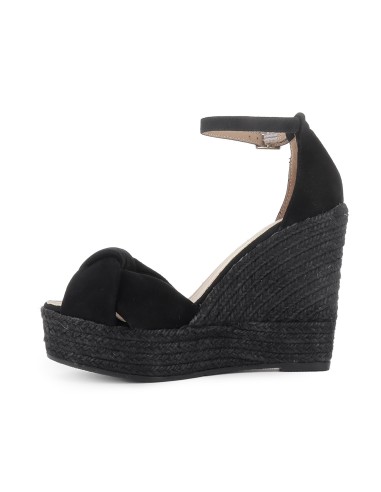 Yute tipo gilda con tubulares de piel y cuña comoda mujer negro