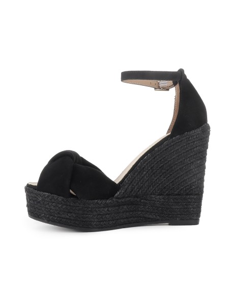 Yute tipo gilda con tubulares de piel y cuña comoda mujer negro