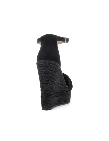 Yute tipo gilda con tubulares de piel y cuña comoda mujer negro