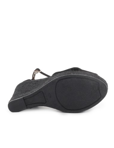 Yute tipo gilda con tubulares de piel y cuña comoda mujer negro