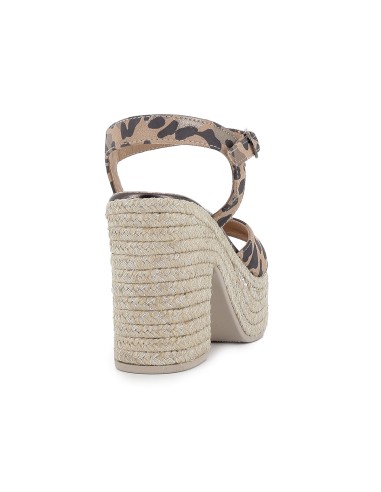 Yute piel metalizada con hebilla y plataforma tacon mujer marfil
