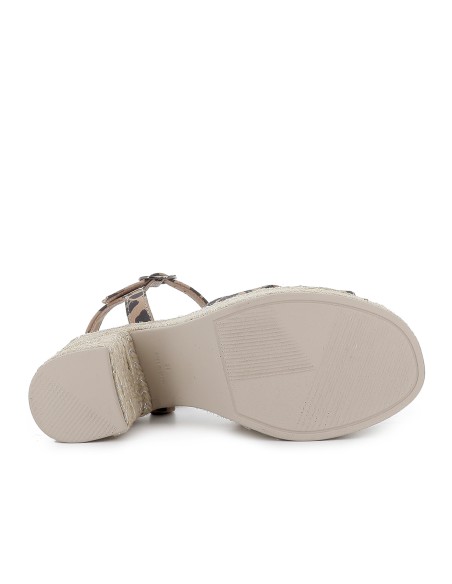 Yute piel metalizada con hebilla y plataforma tacon mujer marfil