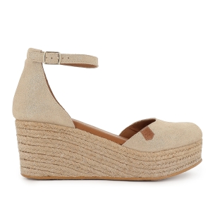 Alpargata yute de piel con puntera y talon cerrado mujer dorado