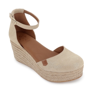 Alpargata yute de piel con puntera y talon cerrado mujer dorado 2