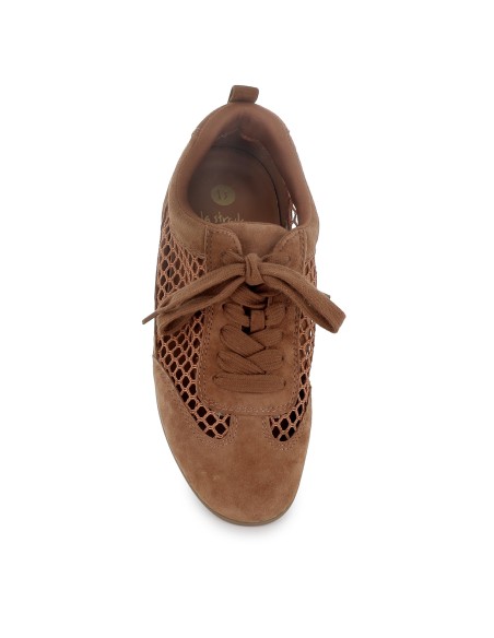 Deportivo piel serraje rejilla plano mujer cuero