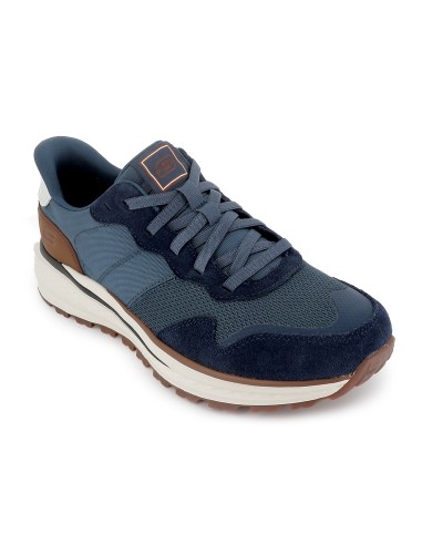 Deportivas piel Slip-Ins y Memory Foam hombre azul