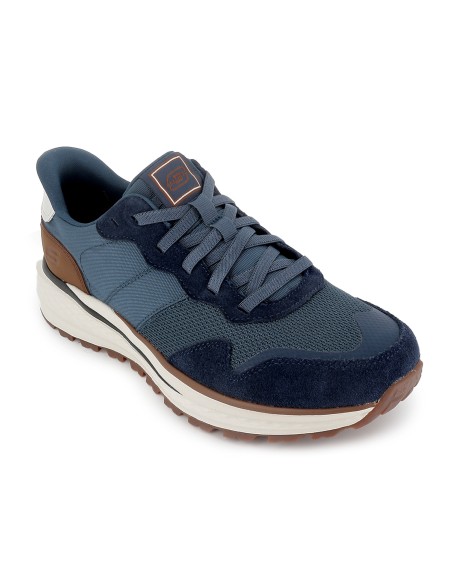 Deportivas piel Slip-Ins y Memory Foam hombre azul