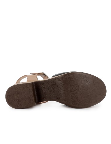 Zapato con correa en piel y plataforma negro mujer