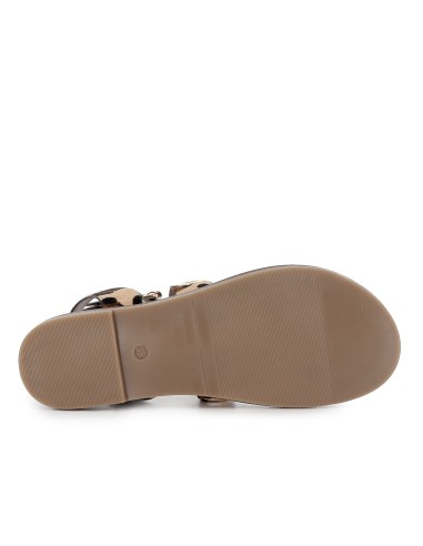 Sandalia piel tiras cruzadas con ojales mujer leopardo