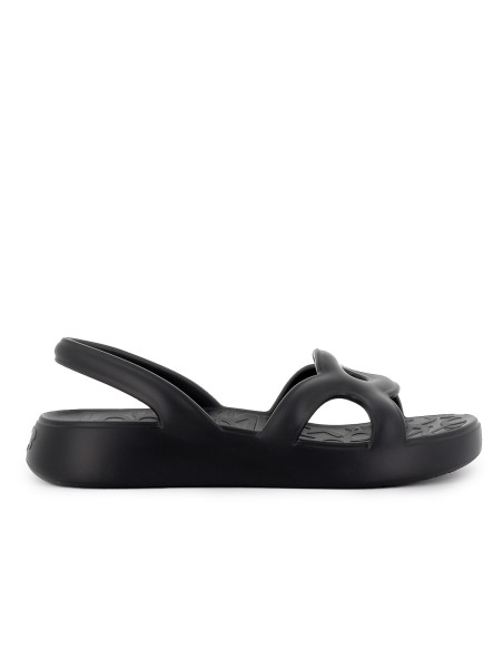 Sandalia blanda y extralight pala diseño circulares mujer negra