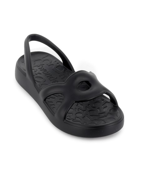 Sandalia blanda y extralight pala diseño circulares mujer negra