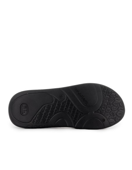 Sandalia blanda y extralight pala diseño circulares mujer negra