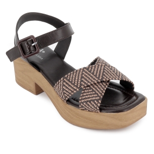 Sandalia piel y tiras con hebilla mujer marron 2