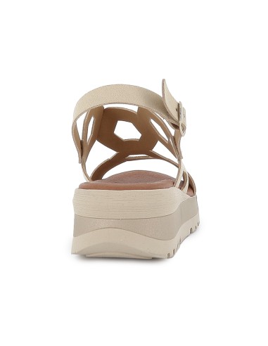 Sandalia piel combi ligera con plantilla acolchada mujer beige