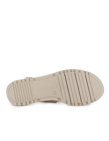 Sandalia piel combi ligera con plantilla acolchada mujer beige