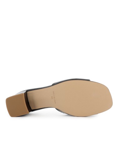 Zueco piel lisa tacon medio forrado mujer negro