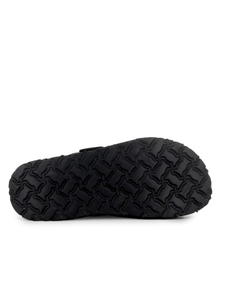 Zueco 2 hebillas plantilla piel piso corcho y caucho mujer negro