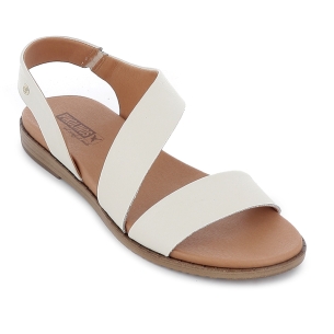 Sandalia piel con cuña baja diseño tiras mujer blancas 2