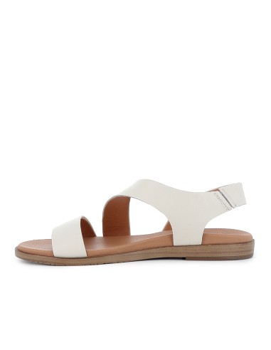 Sandalia piel con cuña baja diseño tiras mujer blancas