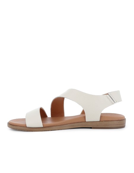 Sandalia piel con cuña baja diseño tiras mujer blancas