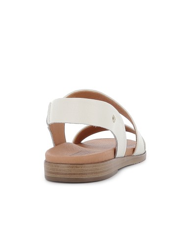 Sandalia piel con cuña baja diseño tiras mujer blancas