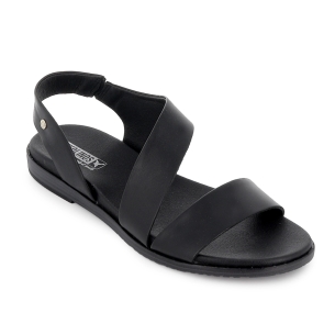 Sandalia piel con cuña baja diseño tiras mujer negro 2