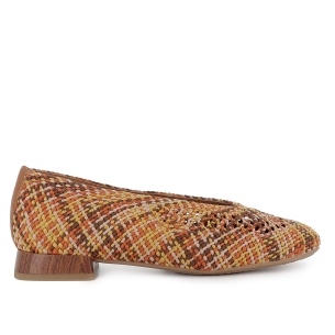 Bailarina vestir tejido trenzado y tacon bajo 2cm mujer cuero