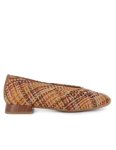 Bailarina vestir tejido trenzado y tacon bajo 2cm mujer cuero