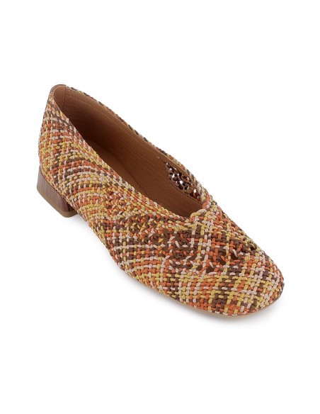 Bailarina vestir tejido trenzado y tacon bajo 2cm mujer cuero