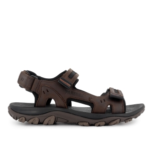 Sandalia californiana piel y textil 3 velcros hombre marron