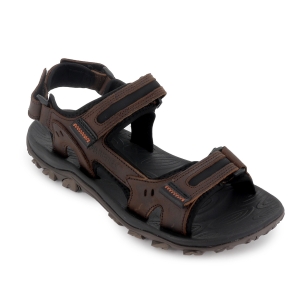 Sandalia californiana piel y textil 3 velcros hombre marron 2