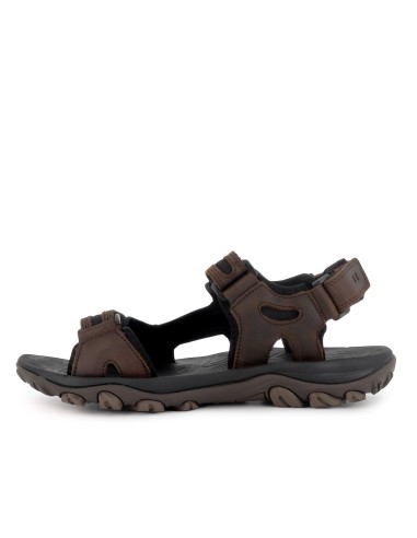 Sandalia californiana piel y textil 3 velcros hombre marron