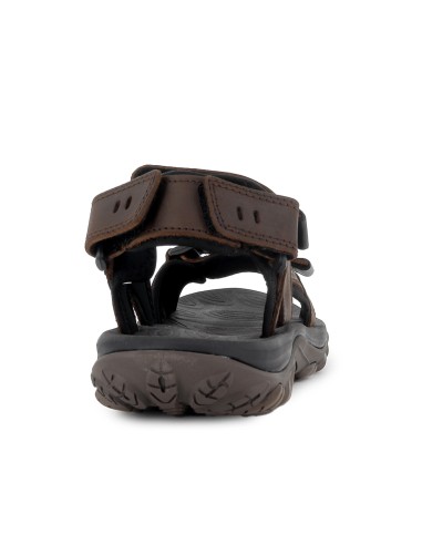 Sandalia californiana piel y textil 3 velcros hombre marron