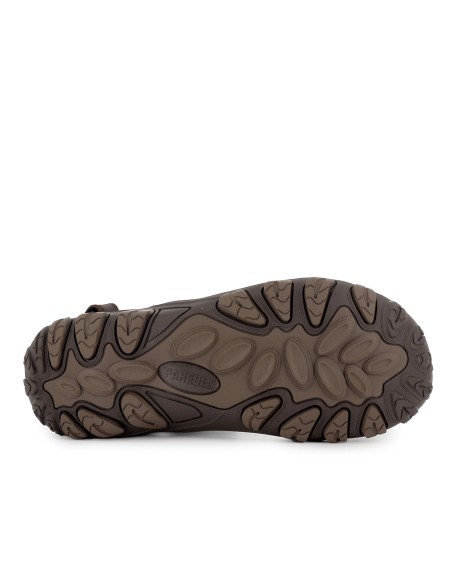 Sandalia californiana piel y textil 3 velcros hombre marron