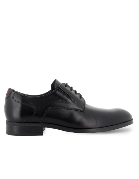 Zapato piel cordones costuras elegante hombre negro
