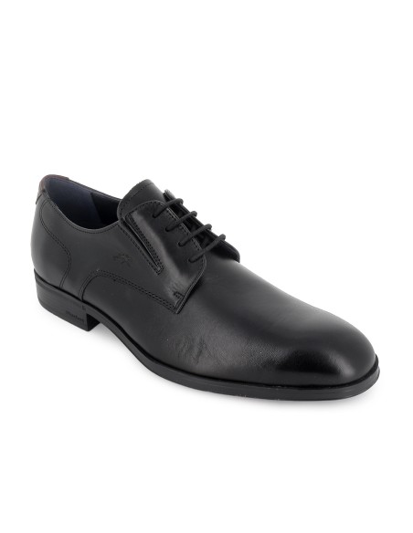 Zapato piel cordones costuras elegante hombre negro