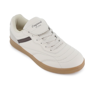 Deportivas retro solapa vista con cierre de cordones hombre beige 2