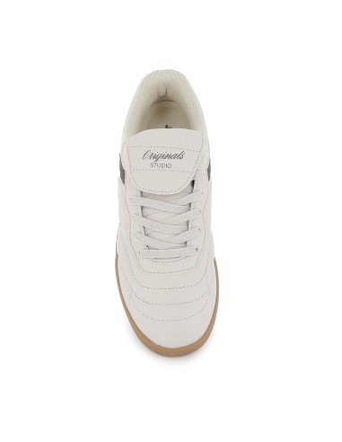 Deportivas retro solapa vista con cierre de cordones hombre beige