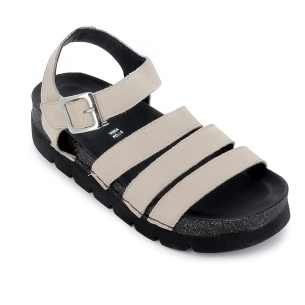 Sandalia piel multitiras con hebilla y plataforma mujer blanco 2