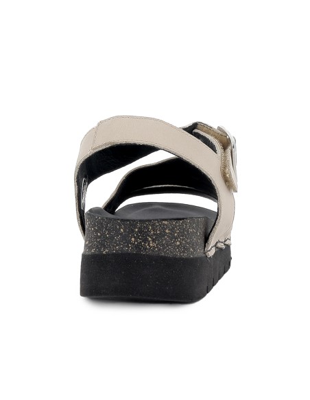 Sandalia piel multitiras con hebilla y plataforma mujer blanco