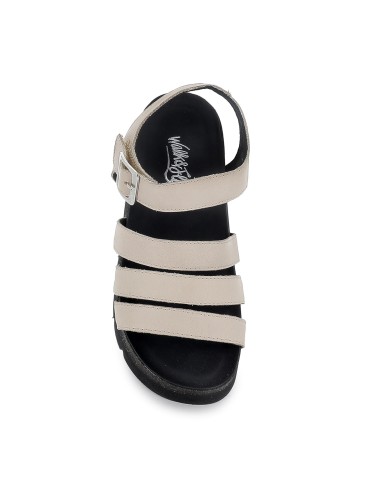 Sandalia piel multitiras con hebilla y plataforma mujer blanco