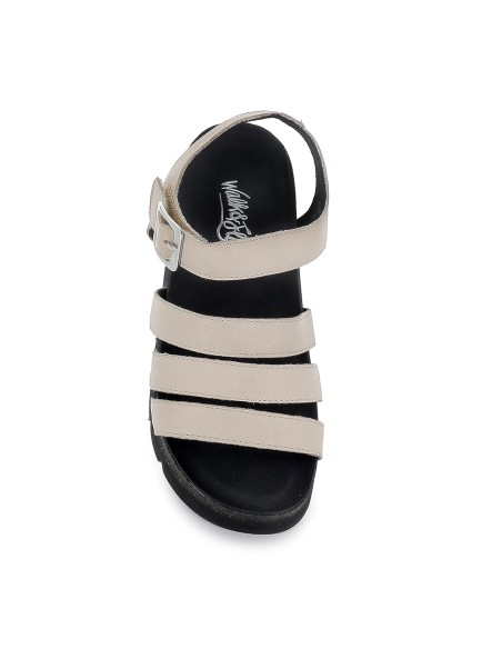 Sandalia piel multitiras con hebilla y plataforma mujer blanco