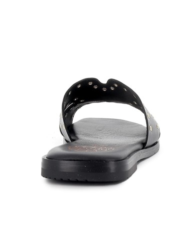 Sandalia tipo zueco piel con tachas semi cuadrada mujer negra