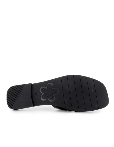 Sandalia tipo zueco piel con tachas semi cuadrada mujer negra