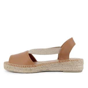 Alpargata abierta piel y yute elasticos cuña mujer cuero 2