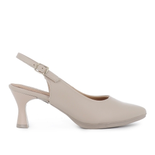 Salon piel destalonado con tacon medio mujer beige