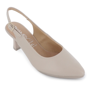 Salon piel destalonado con tacon medio mujer beige 2