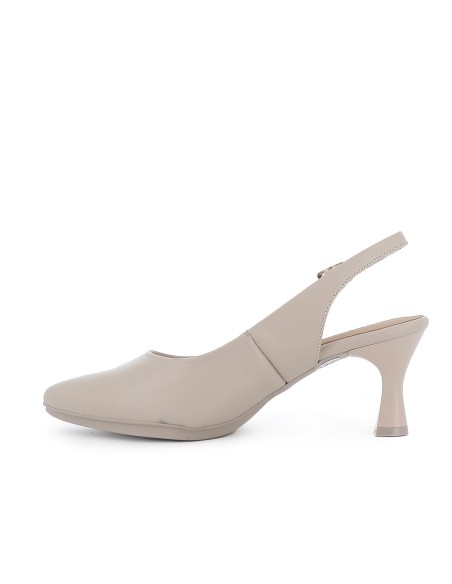 Salon piel destalonado con tacon medio mujer beige